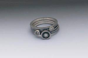 Silver & Diamond Stacking Rings by Elisa Bongfelt Silver & Diamond Stacking Rings by Elisa Bongfelt