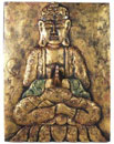Hand Carved Antique Finish Buddha Panel