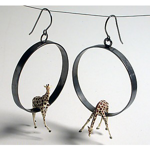 Kristen Lora Giraffes in Large Circle Earrings