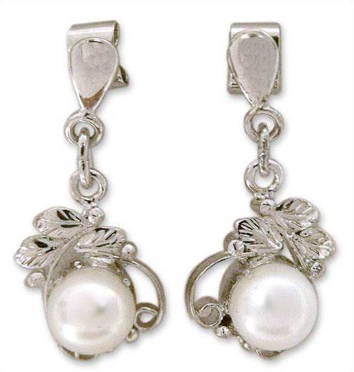 Pearl dangle earrings by Parul