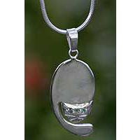 Silvia Lima Handmade Silver and Emerald Pendant Necklace 
