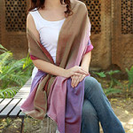 Silk and wool shawl, 'Colors in the Mist'