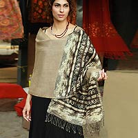 Wool reversible shawl, 'Sandy Shores'