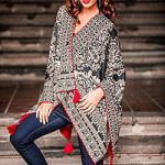 100% alpaca ruana cloak, 'Floral Shadows' 100% alpaca ruana cloak, 'Floral Shadows'