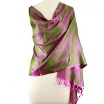 Varanasi silk shawl, 'Olive Grove'