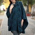 Alpaca blend ruana cloak, 'Lima Flora' Alpaca blend ruana cloak, 'Lima Flora'
