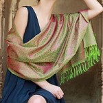 Varanasi silk shawl, 'Pretty Pink Paisley'