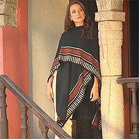 Alpaca blend ruana cloak, 'Mountain Grace'