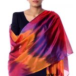 Varanasi silk shawl, 'Rose Whisper'