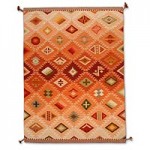 Wool rug, 'Many Masks' (6x8.5) (Peru) Cerapio Vallejo Area Rugs