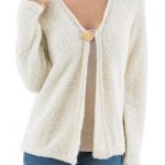 100% alpaca boucle cardigan, 'Antique White' Sweaters