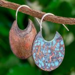 Oxidized Copper Circular Half Hoop Earrings, 'Bribri Circles' Earrings