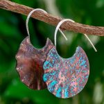 Oxidized Copper Circular Half Hoop Earrings, 'Maleku Circles' Earrings