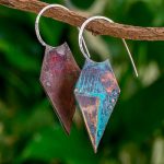 Oxidized Copper Diamond-Shaped Half Hoop Earrings, 'Huetar Diamonds' Earrings