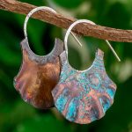 Oxidized Copper Half Hoop Earrings, 'Pech Dresses' Earrings