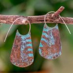 Oxidized Copper Half Hoop Earrings, 'Sipakapense Vases' Earrings