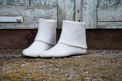 White Felted Boots