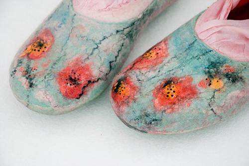 Flowered Felt Slippers