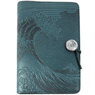 Hokusai Wave Refillable Embossed Leather Journal