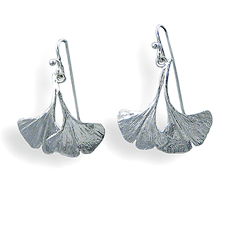 Sterling Silver Ginkgo Leaf Earrings