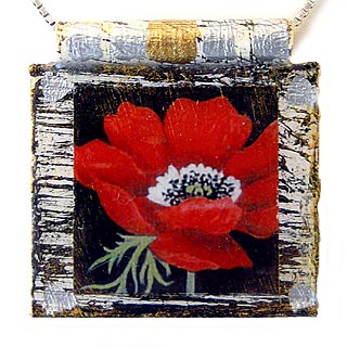 Eco Art Print Necklace: "Red Poppy"