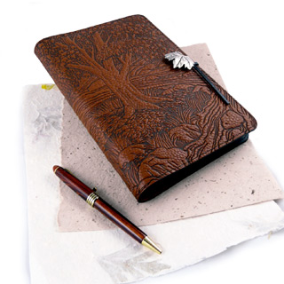 Creekside Maple Refillable Embossed Leather Journal