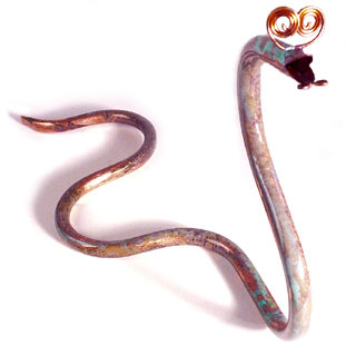 Whimsical Copper Snake Sculpture