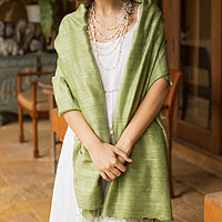 Silk shawl, 'Green Treasure'