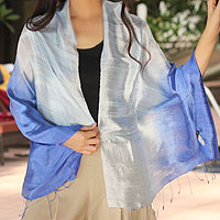 Silk shawl, 'Shimmering Sky'