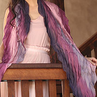 Batik scarf, 'Rose Moment'