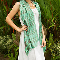 Silk shawl, 'Mint Melody'