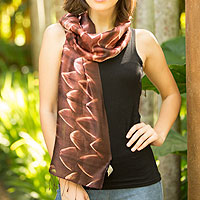 Silk scarf, 'Cocoa Mystique'