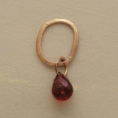 Gold Faceted Birthstone Charm - Garnet