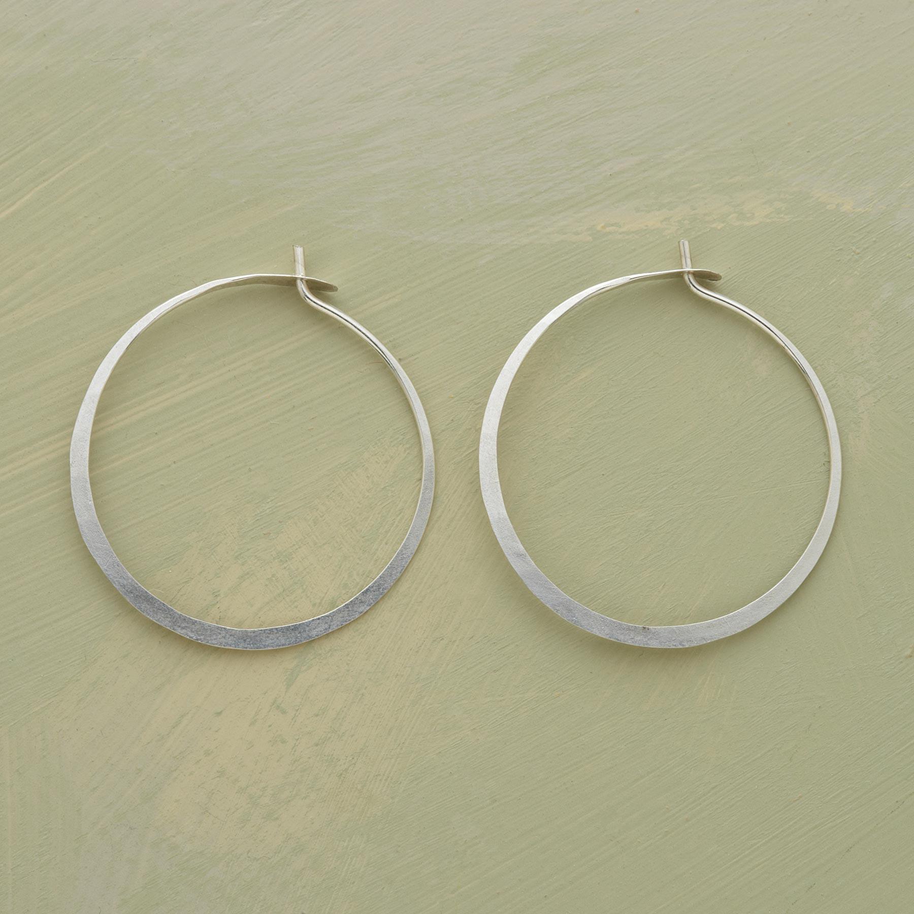Hand Forged Sterling Hoop Earrings