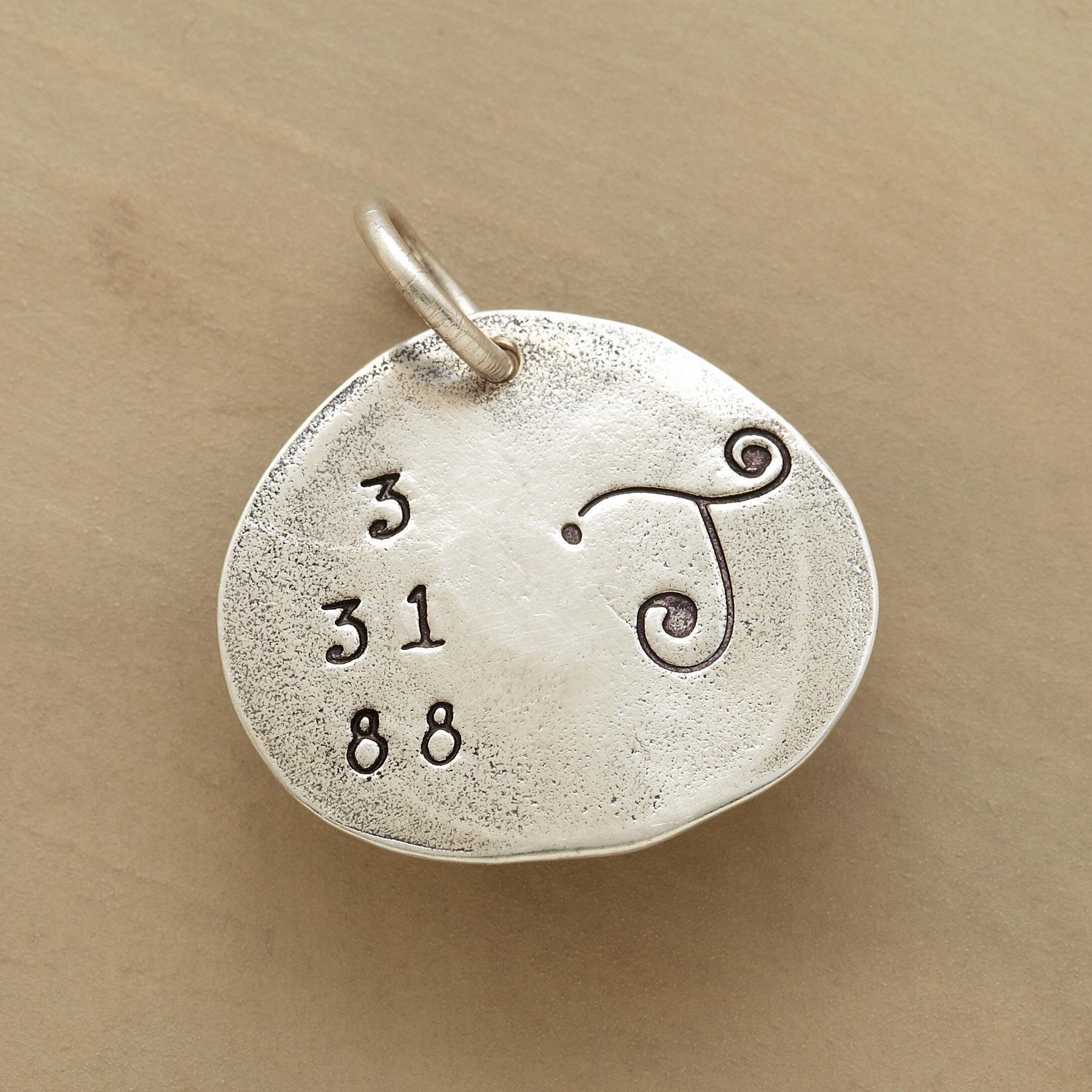 Sterling Silver Date & Initial Charm