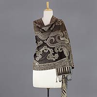 Jamawar wool shawl, 'Earthen Splendor'