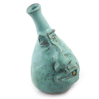 Sculpted Stoneware Whimsical Face Vase