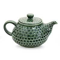 Ceramic teapot, 'Rainforest'