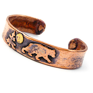 Bear Rustic Copper Cuff Bracelet