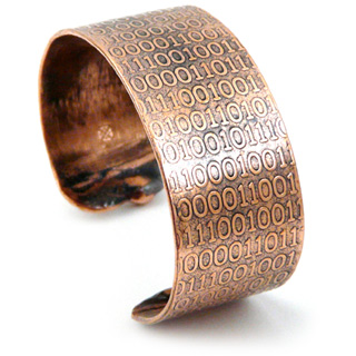 Golden Ratio Binary Code Rustic Copper Cuff Bracelet