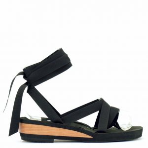 Low Wedge Thong Ribbon Sandals