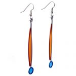 Kinetic Sculpture Inspired Earrings:  Orange Blue Sway