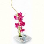 Square Ikebana Flower Vase, Ivory Wave