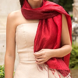 Pin Tuck Scarf, "Red Transition"